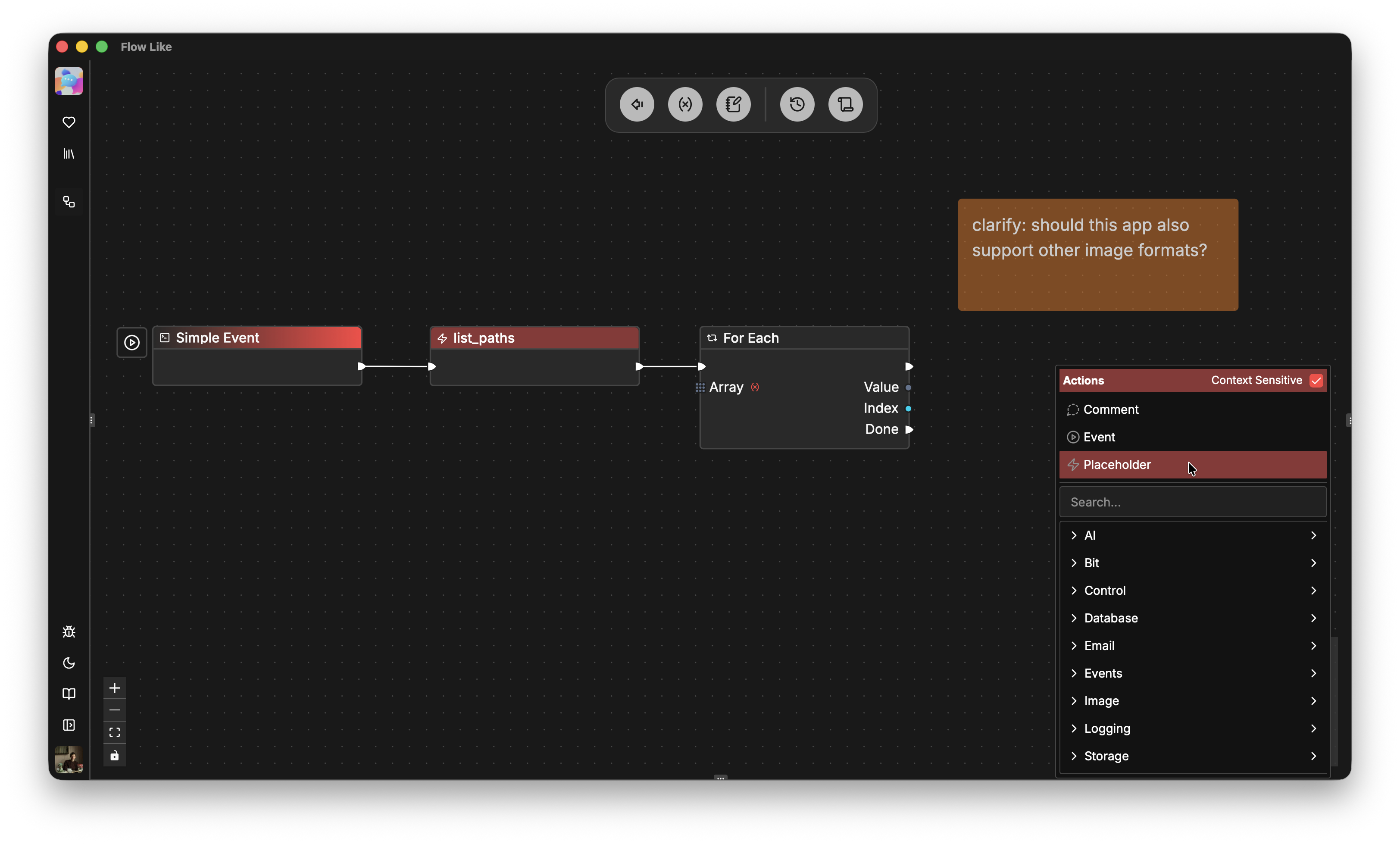 A screenshot showing how to select an empty placeholder node